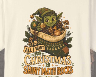 DnD Christmas Shirt: Dice Goblin Comfort Colors Shiny Math Rocks Tee
