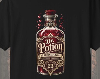 Texas DND Shirt: Dr Potion 23 Arcane Flavors Parody, 2d4 Healing, Comfort Colors Tee