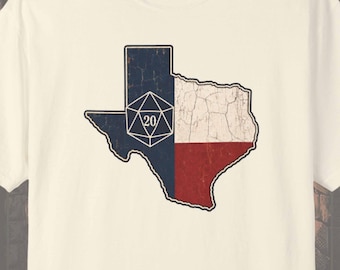 Texas DnD Shirt: D20 Flag Graphic Comfort Colors Unisex Tee