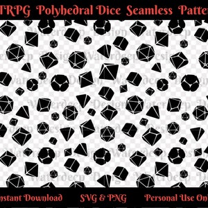 Polyhedral D20 Würfel SVG nahtlose Muster Datei, RPG DnD Tabletop Würfel Png nahtlose Muster Datei, sofortiger digitaler Download