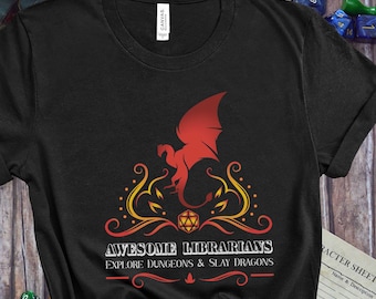 Librarian Dungeons and Dragons T-Shirt, Funny DnD Gift