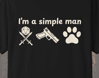 DND Shirt for Men: Simple Man D20 Gun Comfort Colors Unisex Tee