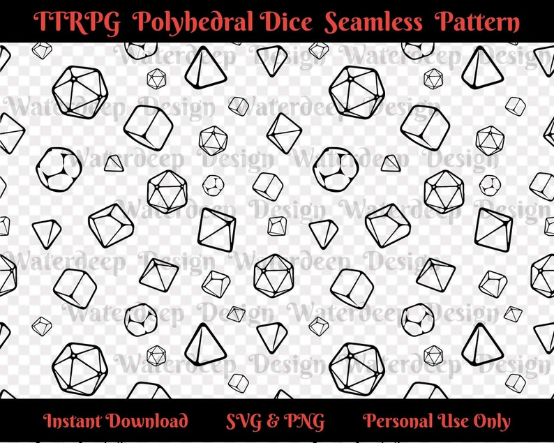 Polyhedral D20 Dice Outline SVG Seamless Pattern File, RPG Dnd Tabletop ...