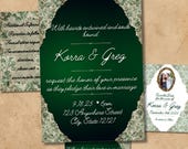 Gothic Wedding Invitation Template | Dark Green Wedding Invitation Suite | Editable Canva Wedding Invite | Moody Romantic Printable