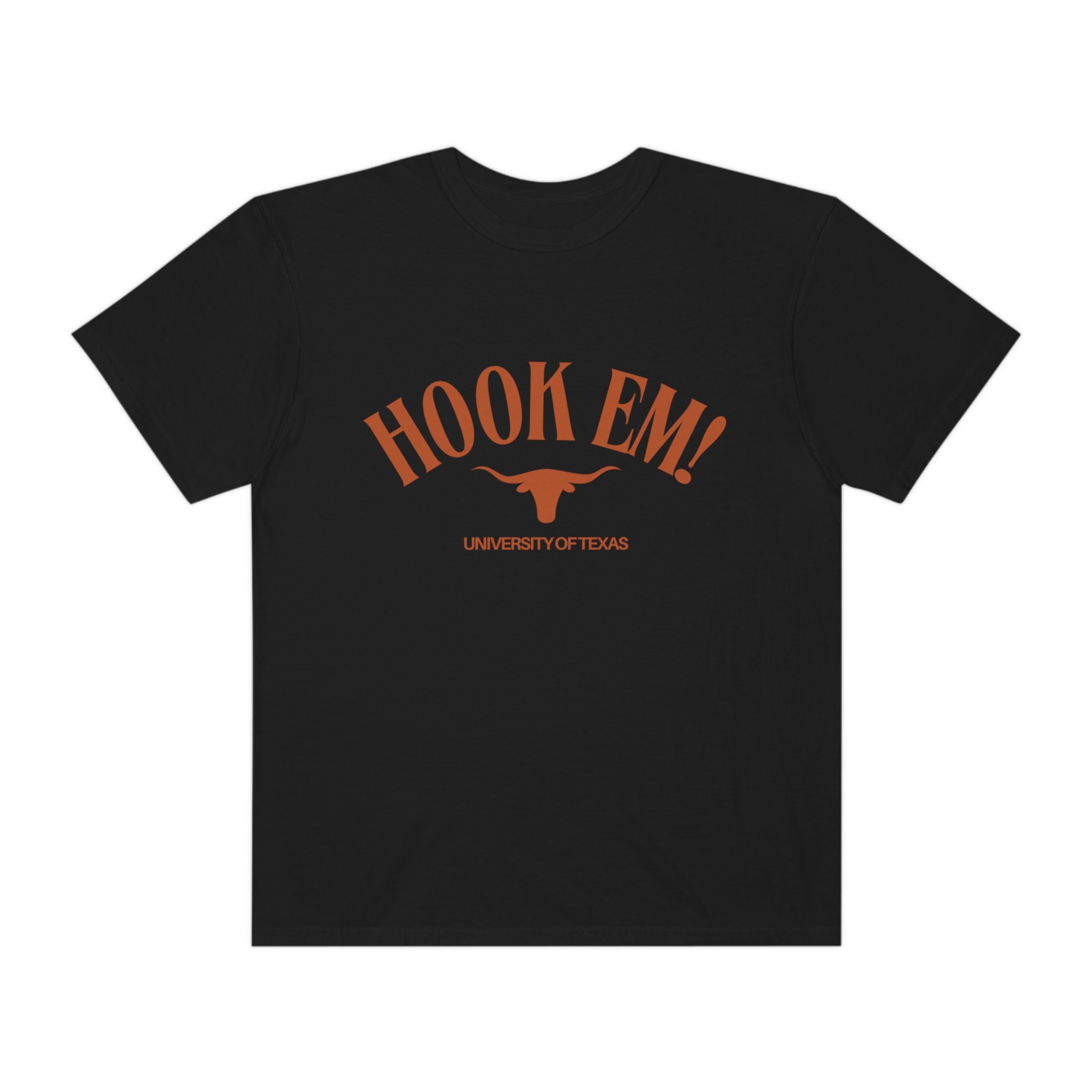 Hook Em! - University of Texas Unisex Comfort Colors T-Shirt, UT Austin, Longhorns Football, Vintage Retro College Football Tee, Orange