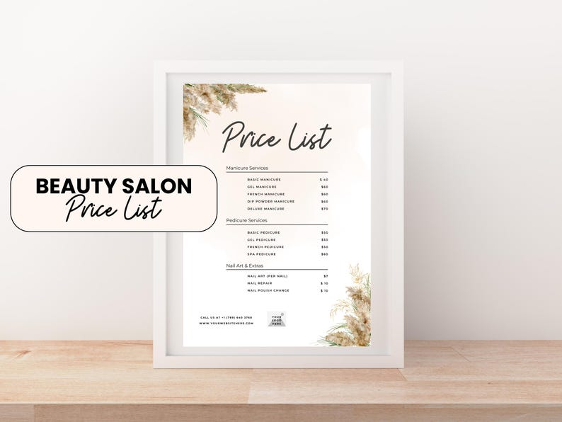 Boho Salon Price List Template, Editable Canva Menu (digital Download ...