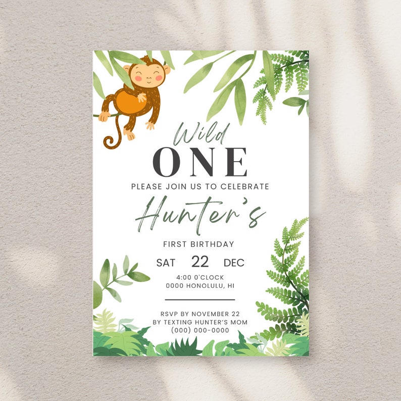 Wild ONE Birthday Invitation Template, Birthday Invitation for Girls