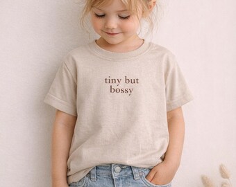 Tiny but Bossy Kids T-Shirt | Minimalist Cotton Toddler Tee | Sassy Attitude Shirt