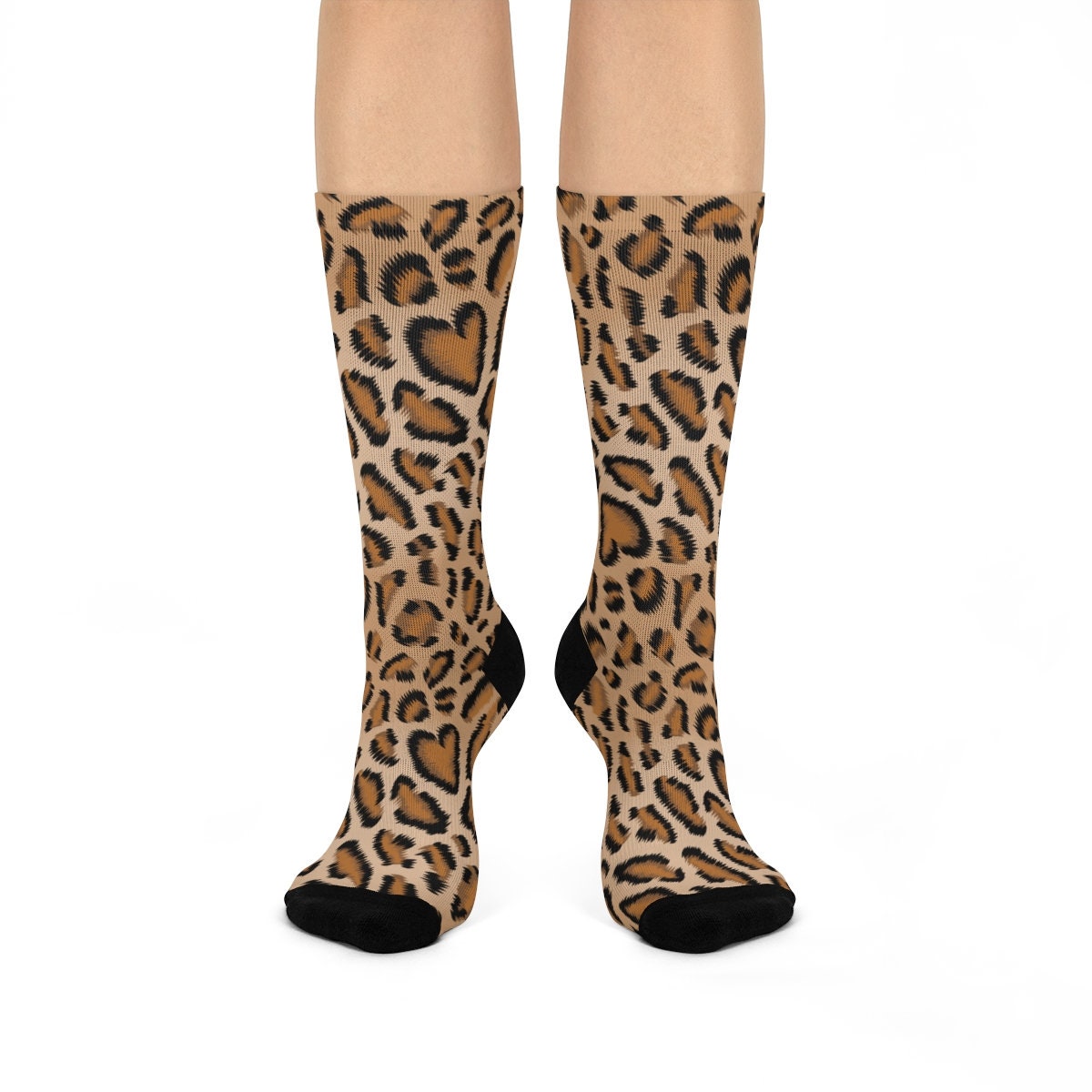 Melrose Cat Leopard Print Crew Socks 