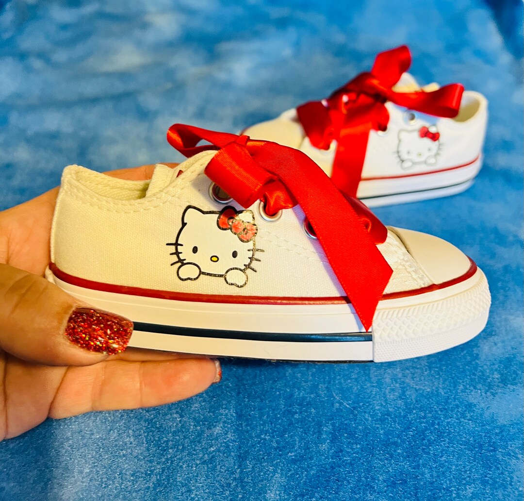 Hello Kitty Cartoon Inspired Girls Converses. Low Cut Etsy