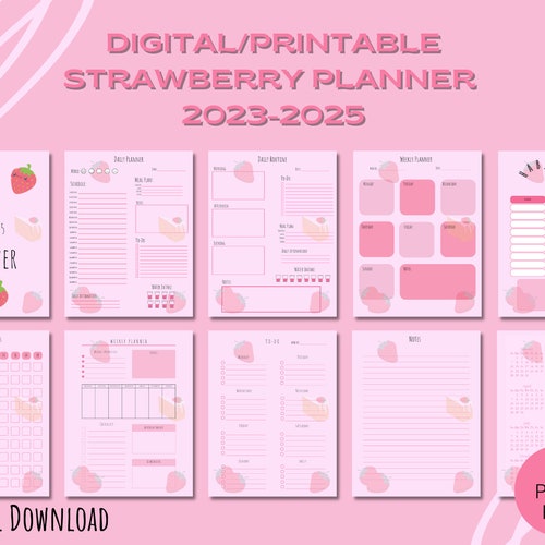 Blueberry Printable Planner 20232025 Planner Cute Digital Etsy