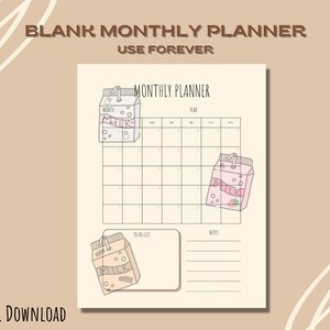 Milk Printable Planner, 2023-2025 Planner, Cute Digital Planner, Cute