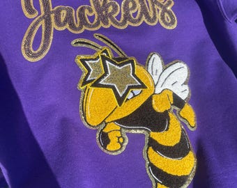 Hornet Yellowjacket Sequin - Chenille - Rhinestone Patch