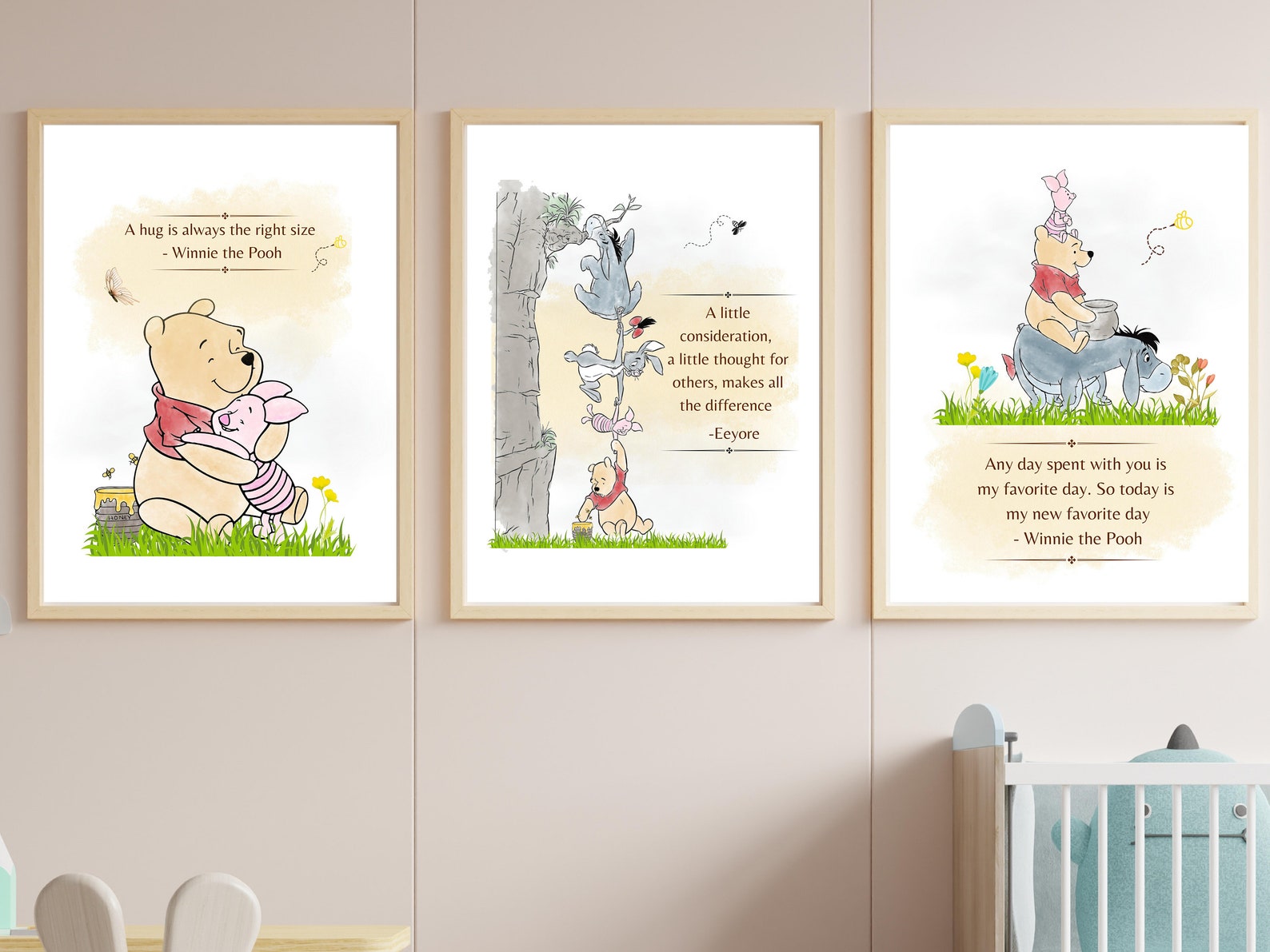 Set of 3 Classic Winniethepooh Inspirational Quote Art Nursery Wall