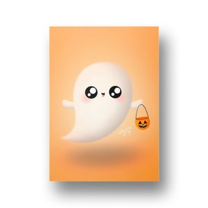 Trick or Treat Halloween Ghosty Digital Art Print Instant Download
