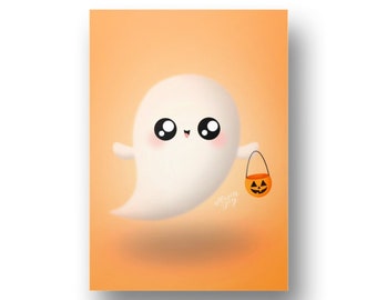 Trick or Treat Halloween Ghosty Digital Art Print Instant Download