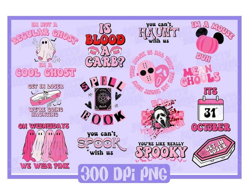 Mean Girls Halloween Themed PNG, spell book png, mean girls sublimation design, so fetch png, burn book png, mean girls themed Halloween png image 1