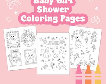 Baby Shower Malseiten für Mädchen, lustige Babyparty-Aktivität für Kinder, Es ist eine Mädchen-Gender-Offenbarungs-Party-Tätigkeit, Babyparty druckbar