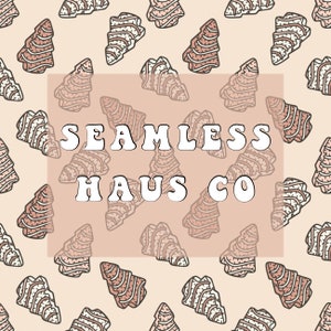 Dusty pink Christmas tree cakes seamless pattern