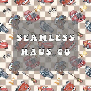 Neutral checkered race car seamless pattern