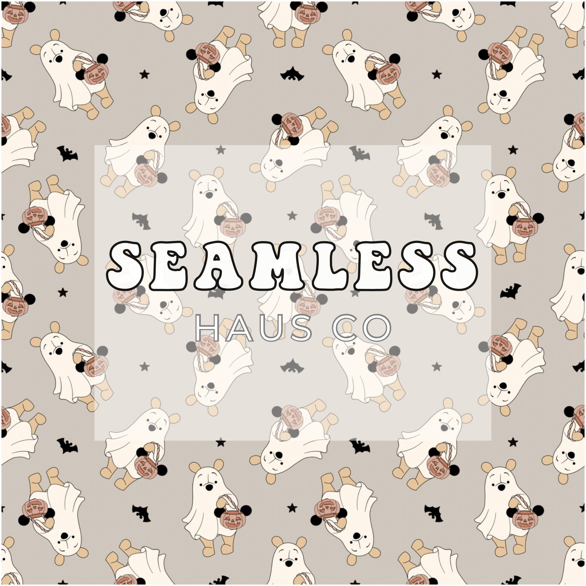 Spooky hunny bear seamless pattern