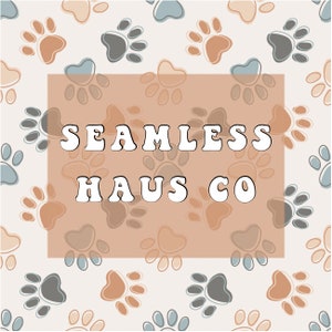 Boho blue paws seamless pattern