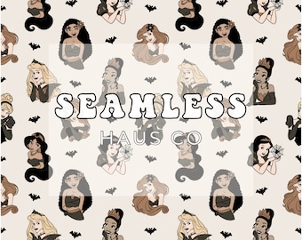 Magical spooky princesses seamless pattern | Halloween