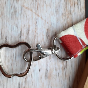 Schlüsselband Apfel / Schlüsselband aus Stoff / Schlüsselanhänger / Lanyard / Wristlet / Handgelenk / Schlüsselhalter / Retro / Handmade