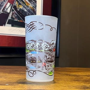 Currier & Ives Frosted 1950s Drinkware - &quot;Winter in the Country - Getting Ice&quot;