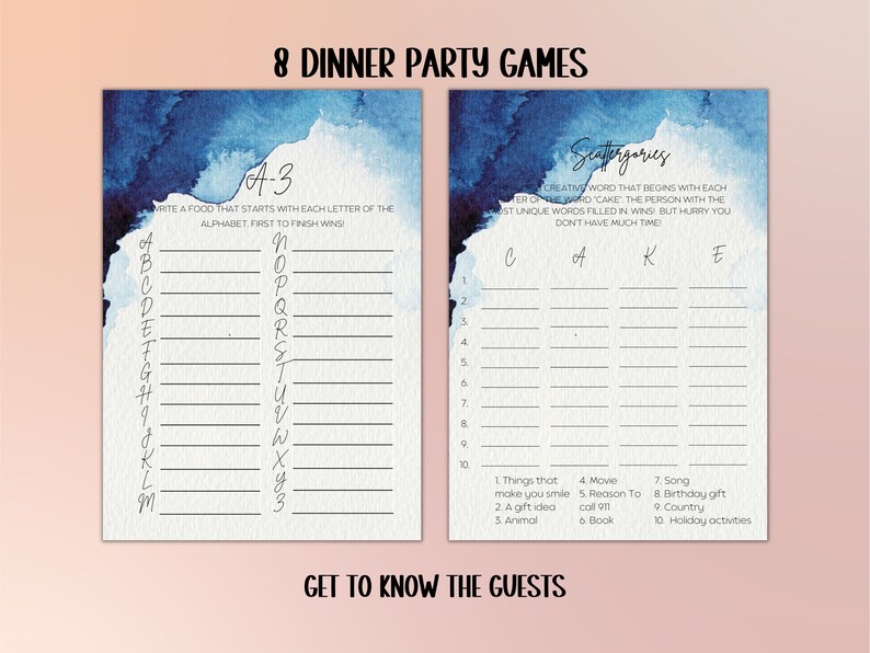 8 Printable Dinner Party Games for Adults Dinner Table Party Etsy