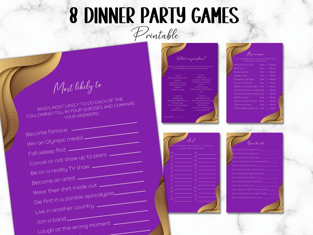 8 Printable Dinner Party Games for Adults Dinner Table Party Etsy