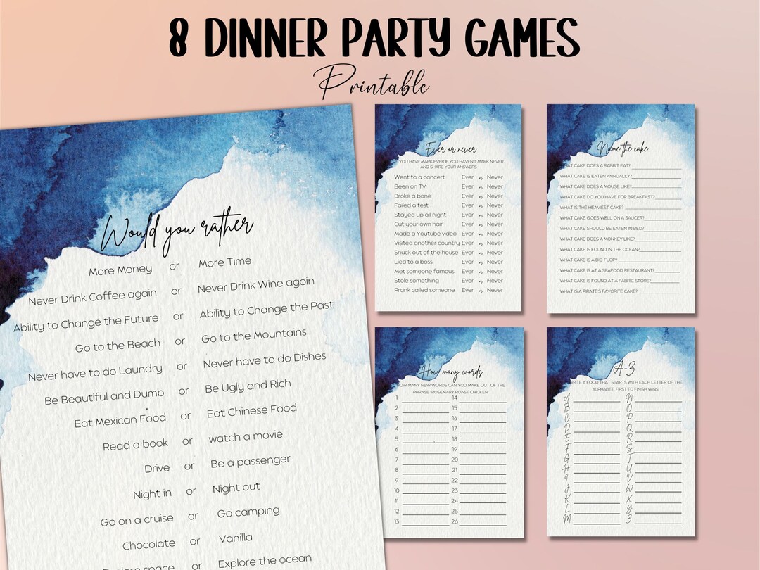 8 Printable Dinner Party Games for Adults Dinner Table Party Etsy