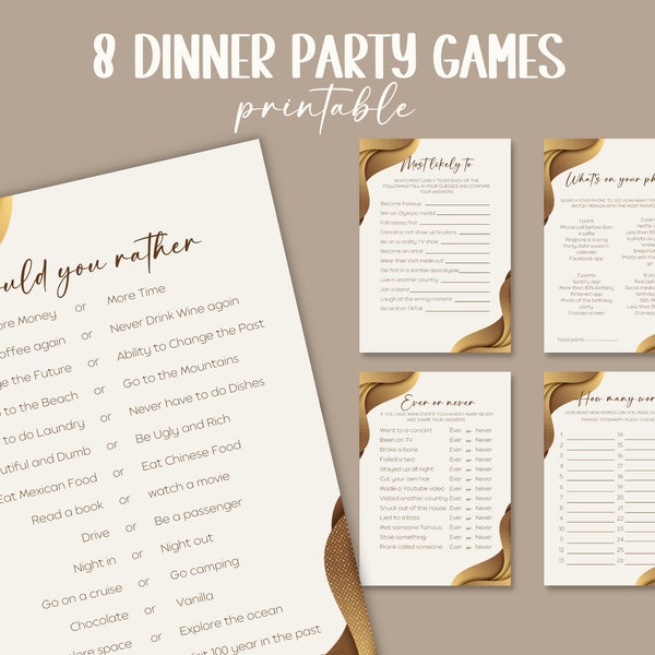 Dinner Party Games Etsy