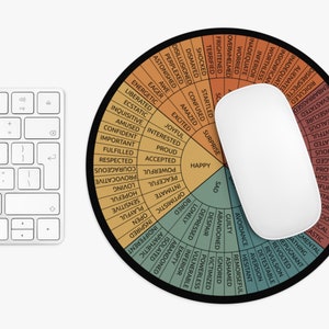 Feelings Wheel Mousepad, Emotion Wheel Mousespad, School Counselor,Therapist Gift,Social Worker Gift,Gift For Counselor,Therapy Office Decor