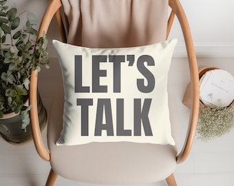 Lets Talk Pillow, Therapy Office Decor, Welcome Pillow, Emotions Pillow, Mental Health Gifts, Therapist Office, Psychiatrist Gift - SKU_209