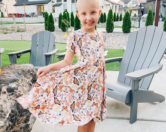 Vestido de mariposa de bambú para niños: acceso al puerto de quimioterapia, ropa cómoda