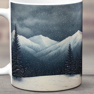 Winter Mug, Winter Wonderland, Winter Mountain Mug, Snowy Landscape, Scenic Coffee Cup, Christmas Mug, Holiday Ceramic Cup, Rustic Mug