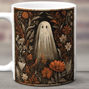 Ghost Mug, Ghost Coffee Mug, Cute Ghost Mug, Floral Ghost Mug, Ghost Coffee Cup, Spooky Cute Mug, Gothic Mug, Cute Halloween Mug