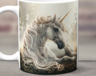 Unicorn Mug, Fantasy Gift, Ceramic Coffee Cup, Gift for Unicorn Lovers, Cute Unicorn Mug, Unicorn Art Decor