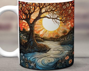 Sunshine Mug, Sun Trees Flowers Mug, Cute Coffee Mugs, Sunshine Gifts, Inspirational Mug, Happy Mug, Cute Sunshine Mug, Boho Mug, Nature Cup