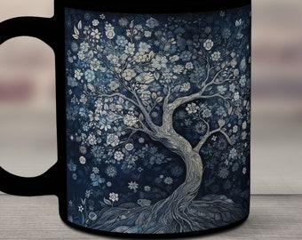 Tree of Life Floral Mug, Tree Lover Gift, Gift for Nature Lover, Flower Tree Gift Mug, Tree of Life Cup, Ceramic Tree Mug, Beautiful Mug