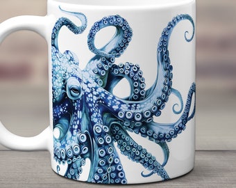 Octopus Mug, Octopus Coffee Cup, Ceramic Tentacles Cup, Kraken Gift Mug, Under the Sea Decor, Ocean Lover Gift, Marine Life, Beach House