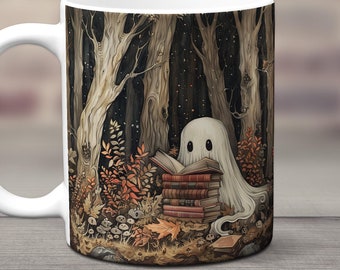 Ghost Mug, Bookish Mug, Book Coffee Mug, Bookish Ghost Gift, Book Lover Coffee Cup, Cute Ghost Mug, Ghost Reading Mug, Reader Birthday Gift