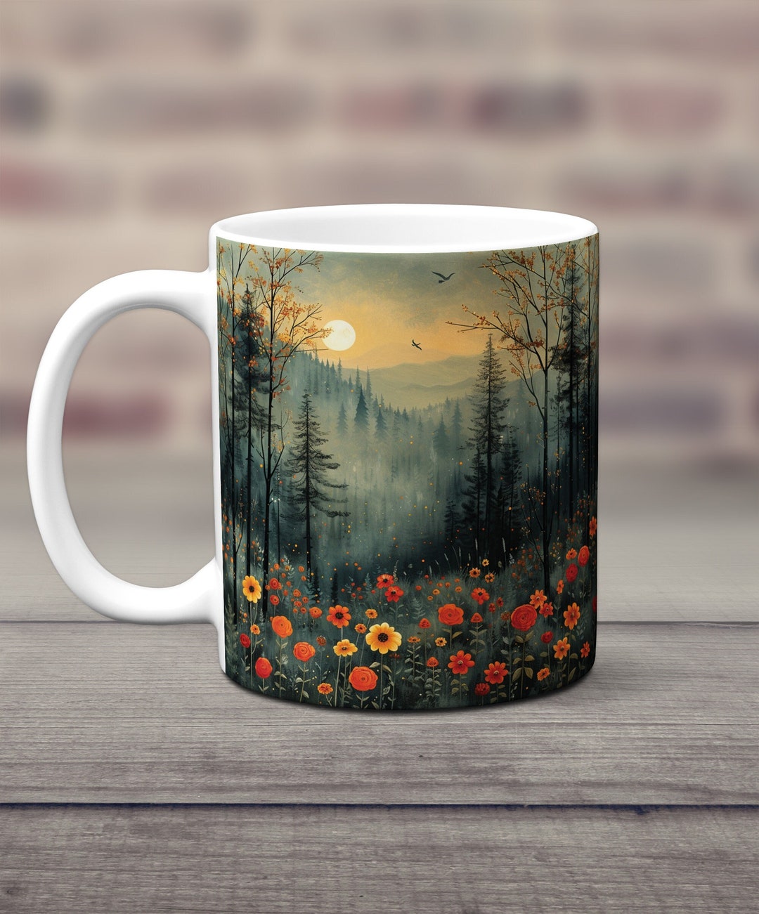 Wildflower Forest Mug, Mountain Forest Mug, Forest Flower Mug ...