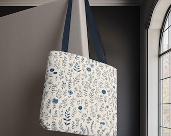 Floral Tote Bag, Wildflower Market Bag, Botanical Reusable Shopper, Cottagecore Carryall, Boho Flower Gift, Farmhouse Everyday Tote