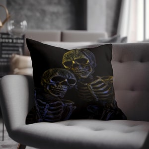 Skeleton Lovers Pillow, Skeleton Pillow, Goth Pillow, Trendy Pillows, Cute Throw Pillows, Gothic Pillow, Goth Throw Pillow, Spooky Pillow