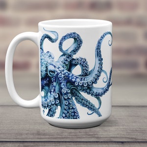 Octopus Mug, Octopus Coffee Cup, Ceramic Tentacles Cup, Kraken Gift Mug, Under the Sea Decor, Ocean Lover Gift, Marine Life, Beach House 15 Fluid ounces