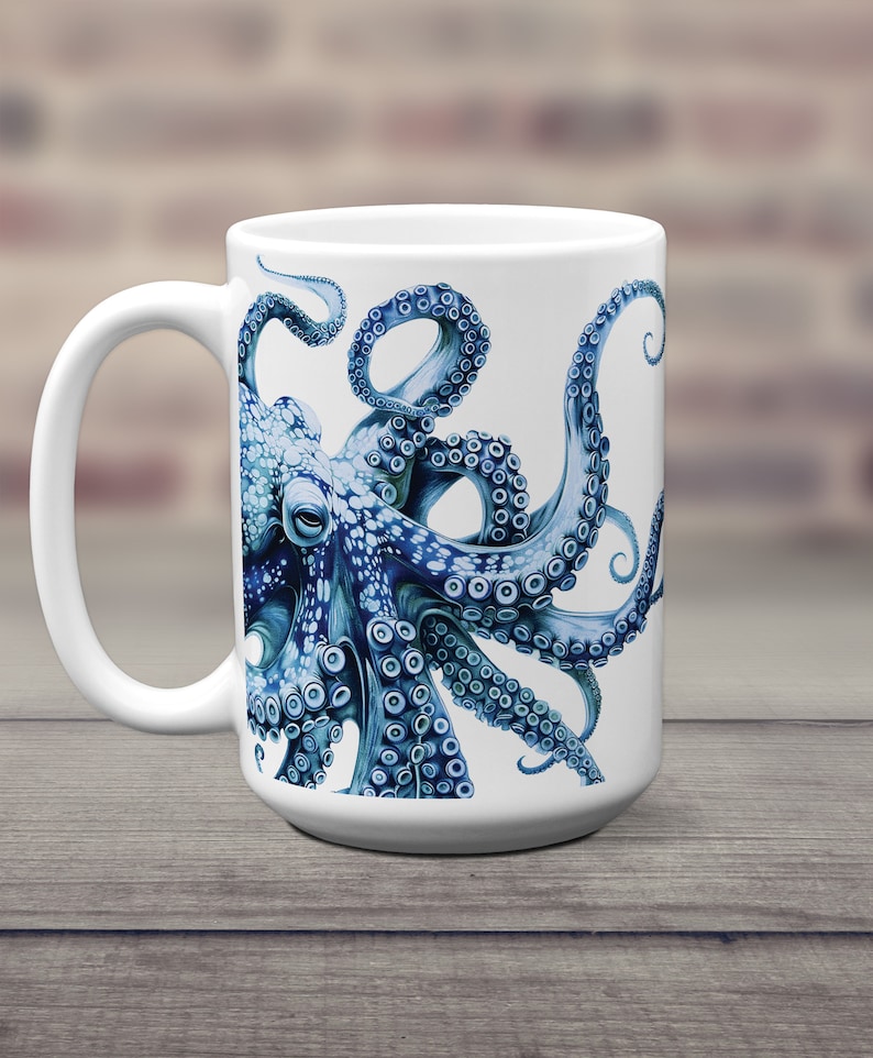 Octopus Mug, Octopus Coffee Cup, Ceramic Tentacles Cup, Kraken Gift Mug, Under the Sea Decor, Ocean Lover Gift, Marine Life, Beach House 15 Fluid ounces