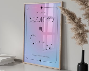 SCORPIO Zodiac Aura Print / Scorpio Poster / Star Sign Astrology Gradient Zodiac Wall Art / Gradient Aura Poster / Zodiac Art imprimible
