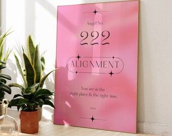 222 Angel Number Poster | Angel Number 222 Alignment Wall Art | Spiritual Manifestation Poster | Trendy Dorm Wall Art | Gradient Art Print
